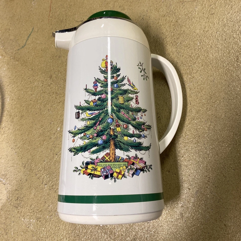Vintage Spode Christmas Tree Thermal Carafe Thermos Pot  Coffee Tea Hot Water - Image 1 of 4