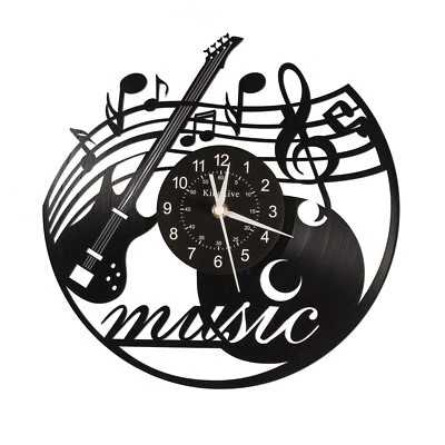 Music Vinyl Record Wall Clock Music Room Decoration Music Theme Wall Clock. M... - Image 1 of 4
