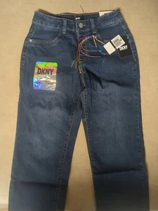 DKNY Jeans Girls Blue Denim Elastic Pants Size 12 - Picture 1 of 2