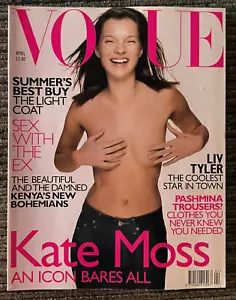 Vogue British ~ April 1999 ~ UK Kate Moss • Nick Knight nudes • Inserts inside! - Picture 1 of 3