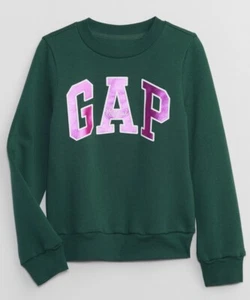 Gap Original Girls PO Sweatshirt Green Metallic Pink Logo Size XXL14/16 NWT - Picture 1 of 3