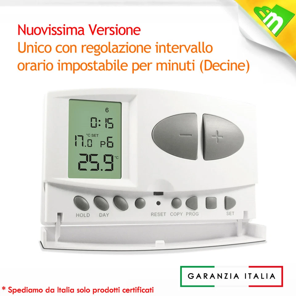 AVIDSEN Cronotermostato Digitale a parete per regolazione temperatura