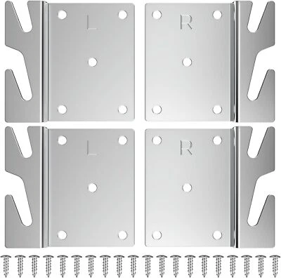 4 peças placas de gancho de trilho de cama de madeira universal resistente para cama estrutura suporte cabeça - Imagem 1 de 4