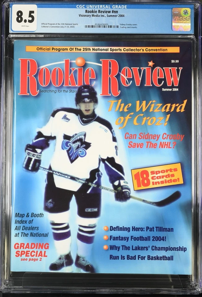 РЕДКАЯ КАРТОЧКА ДЕБЮТАНТА СИДНИ КРОСБИ 2004 ОБЛОЖКА POP 1 ВСТАВКА ДЕБЮТАНТ ОБЗОР CGC 8.5 - Изображение 1 из 2