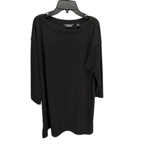 Lands' End Black Tunic Top Medium Stretch Trim Oversized Resort Whimsygoth - Picture 1 of 7