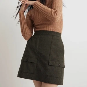 Madewell Wollmischung meliert grün Cargo Minirock Neu mit Etikett - Bild 1 von 10