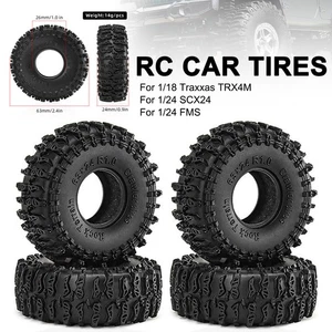 4Pcs Upgrade 1.0" Wheel Tire for 1/18 Traxxas TRX4M 1/24 SCX24 1/24 FMS RC Car - Picture 1 of 7