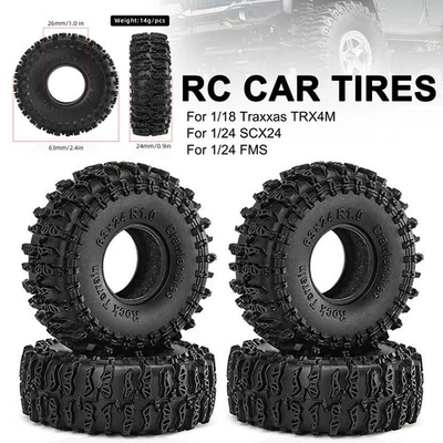 4Pcs Upgrade 1.0" Wheel Tire for 1/18 Traxxas TRX4M 1/24 SCX24 1/24 FMS RC Car - Image 1 of 4