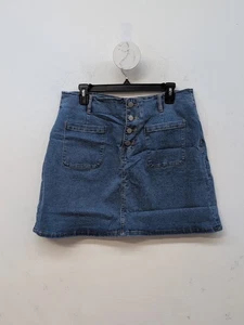 Stylischer Denim Mid Rise Front Taschen Knopfleiste Damen kurzer Rock Gr. XL blau - Bild 1 von 7