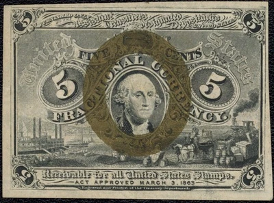 Second Issue 1863 Five Cent Fractional Currency Note 5C Fr#1232 - Image 1 of 4