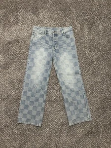 LOUIS VUITTON Damier denim skate pants HRD48W cotton Blue Used mens size 36 - Picture 1 of 5