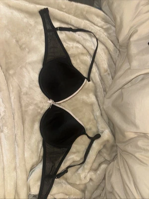 Sujetador con aros laterales de malla negro y rosa Gilligan & O'Malley talla 36D bonito DE COLECCIÓN Foto 1 de 4