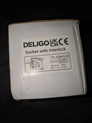 32A 5 Pin Interlock Socket Switch 32 Amp 415V Weatherproof IP44 3P+N+E 3 Phase - Image 1 of 2