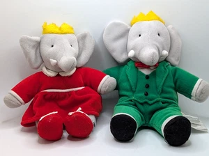 2 Stück Babar Stofftier Plüsch Beanie Elefanten Babar und Celeste Eden - Bild 1 von 8