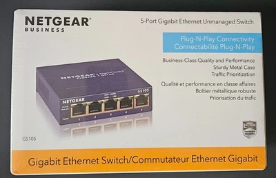 Conmutador no administrado NETGEAR GS105 5 puertos Gigabit Ethernet - Nuevo sellado Foto 1 de 3