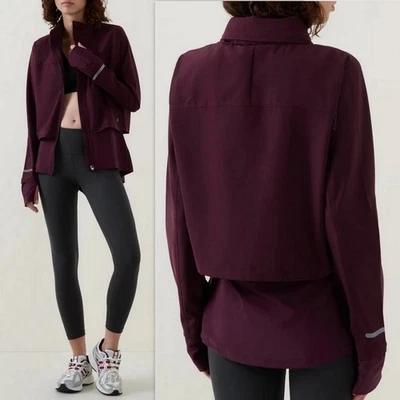 SWEATY BETTY Stow away Hood Fast Track Running Jacket Midnight Cherry Purple M - Image 1 of 4