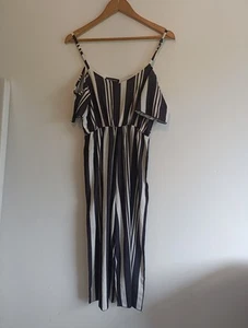 Genuine Cameo Rose Strappy Jumpsuit Size 10 Black And White Striped - Picture 1 of 7
