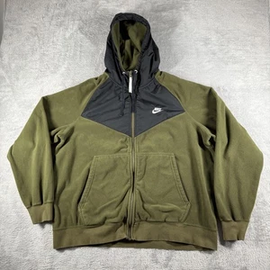 Nike Jacket Mens XL Green Black Fleece Full Zip Hooded Outdoor Sportswear Hoodie - Picture 1 of 13