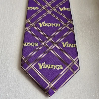 Corbata a cuadros púrpura deportiva fútbol americano NFL con licencia de los Minnesota Vikings Foto 1 de 4