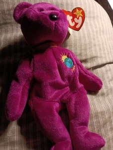 Juguete de peluche Ty Beanie Babies Millennium Bear - púrpura - Imagen 1 de 4