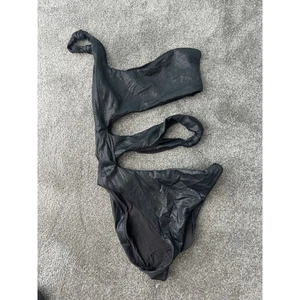 Skims Womens Cut Out Monokini Swimsuit Size M Black Metallic One Piece Beach - Picture 1 of 7