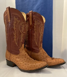 Domini Pele Full Quill Ostrich & Leather Tan/Brown Westernstiefel US 12,5 MEX 31,5 - Bild 1 von 13