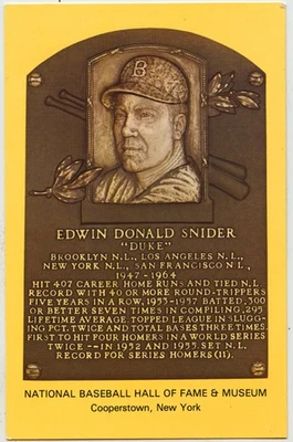 Duke Snider Signed Autographed HOF Plaque Postcard Post Card PSA/DNA - Image 1 of 3
