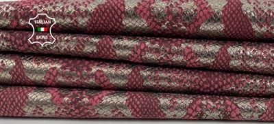 PINK SHIMMER SNAKE PRINT ON Italian Calfskin Leather 2 skins 5sqf 0.7mm #C6904 - Image 1 of 4