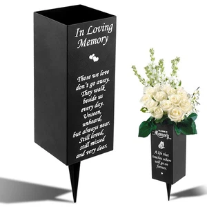 Vasi da cimitero in metallo, elegante vaso commemorativo tomba prato con punte fune in metallo... - Foto 1 di 9
