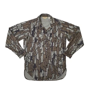 Vintage Cabelas Shirt Mens M Medium Trebark Camo Long Sleeve Hunting Dacron Poly - Picture 1 of 9