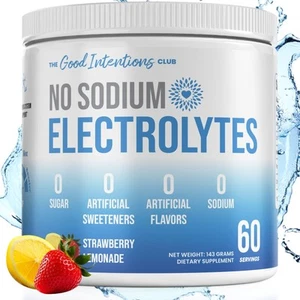 Low Sodium Electrolytes - 60 Servings - Strawberry Lemonade - Sugar Free Elec... - Picture 1 of 7