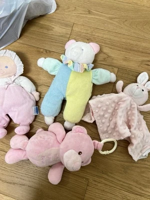 EDEN Plush Lot Pink Blonde Blue Eyes Thermal Waffle Knit Bear Clown & Baby Lovey - Image 1 of 4