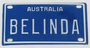 BELINDA NOVELTY NAME MINI TIN AUSTRALIAN LICENSE NUMBER PLATE - Picture 1 of 1
