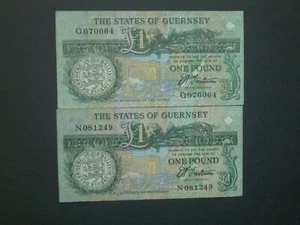 ***TWO Guernsey £1 Trestain Banknotes**                   - Picture 1 of 12