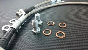 P2M for Nissan 350Z 03-08 Z33 Infiniti G35 V35 Steel Braided Front Brake Lines - Picture 1 of 3