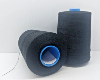 (2 Spools) Black Spun Polyester Thread 6000 Yards - for Apparel, Shirts, Dresses - Image 1 of 4