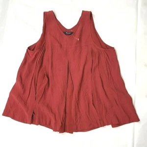 Madewell Trapeze Tank Top Red V-Neck Pleats Viscose Size 6(?) - Picture 1 of 5