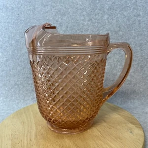 Anchor Hocking MISS AMERICA PINK Depression GLASS PITCHER w ICE LIP 64 oz 8" - Picture 1 of 14