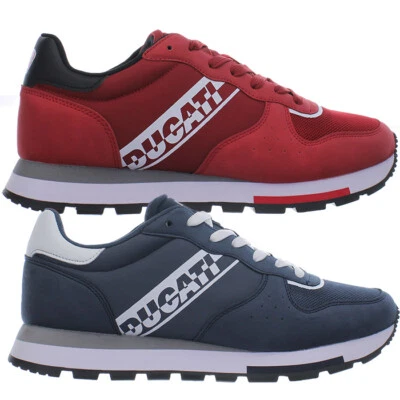 Ducati Canvas Blau Rot Herren Sneakers Freizeitschuhe Casual Turnschuhe NEU