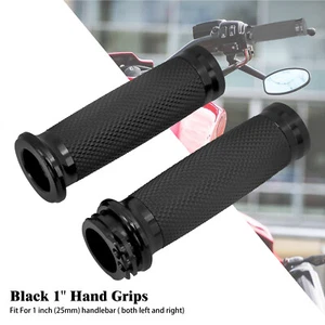 Motorrad 1" 25mm Lenker Schwarz Handgriffe Für Harley Touring Sportster Softail - Picture 1 of 17
