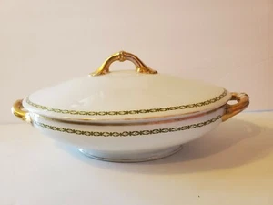 M Z Austria numbered Handled covered lided Vegetable casserole dish gold green - Picture 1 of 12