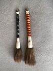 Calligraphy Brushes Horse Hair 2 Stone Bead Bone Collectible Paint Art