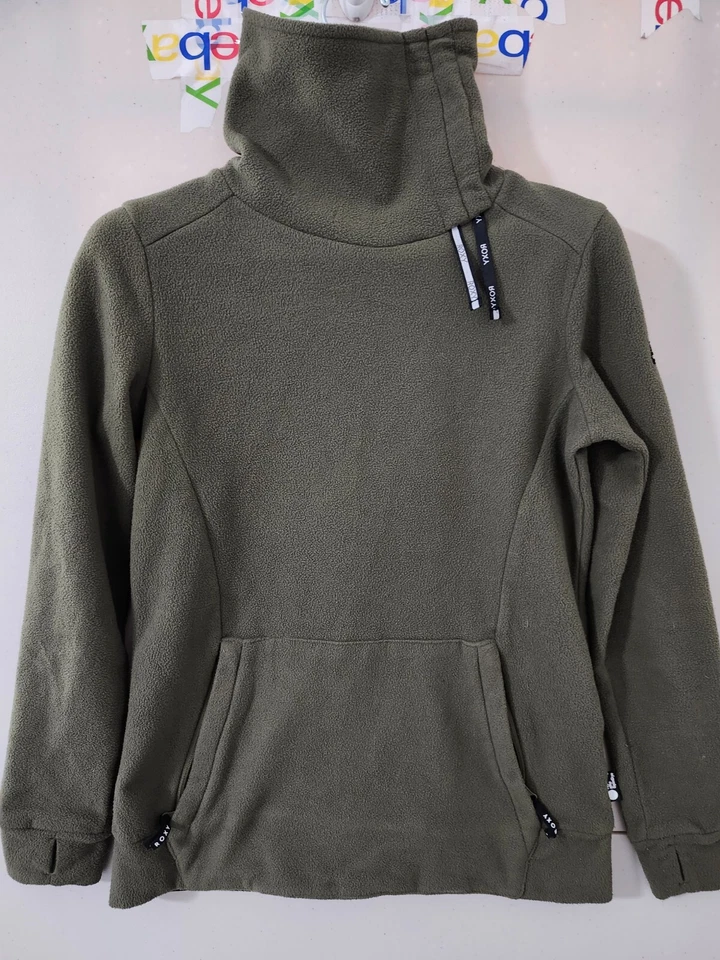 Sudadera Roxy Mujer M Oliva Deltine Polar Pullover Embudo Cuello Alto Exterior Foto 1 de 4