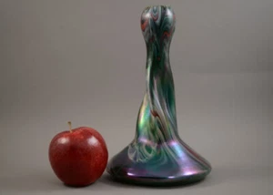 Art Nouveau Rindskopf Marbled Vase 10 3/8" Twist Neck Bohemian Art Glass - Picture 1 of 5