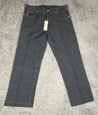 Jeans Armani Para Hombre 31 Azul Algodón Lino J21 Pierna Recta Botón Mosca Italia Foto 1 de 4
