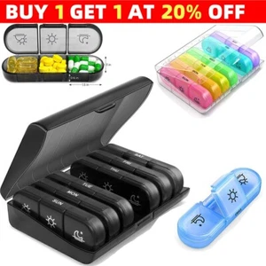 7 Day Weekly Pill Box Medicine Tablet Organizer Dispenser Container Case - Picture 1 of 17