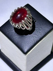 Elegant Men silver 925 Ring Natural France Ruby Handmade Jewelry ياقوت باريسي - Picture 1 of 17