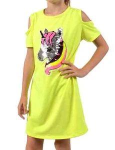Tunic Dress Reversible Sequins Cut Out Batict Unicorn Motif Girl 30350 - Picture 1 of 37