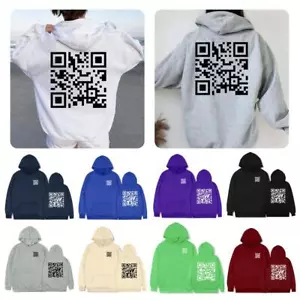 Funny Fu QR Code Hoodie, F uck You QR Code Hoodie, QR Scan Code Joke Unisex - Picture 1 of 26