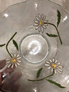 Vergoldete kantige Blütenblätter auf Gänseblümchen verschmolzen irisierendes Glas gewellter Rand Kunstschale Handarbeit - Bild 1 von 14